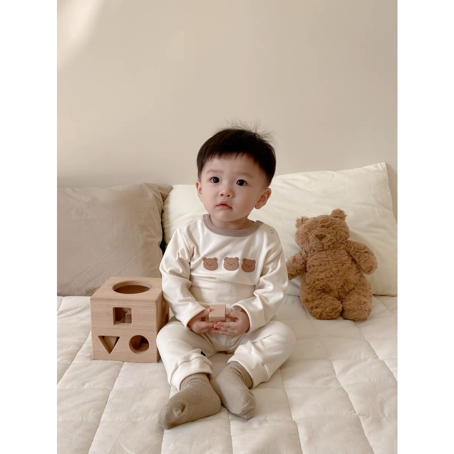 Setelan panjang anak laki laki usia 1-2 tahun setelan premium motif 3 Bear