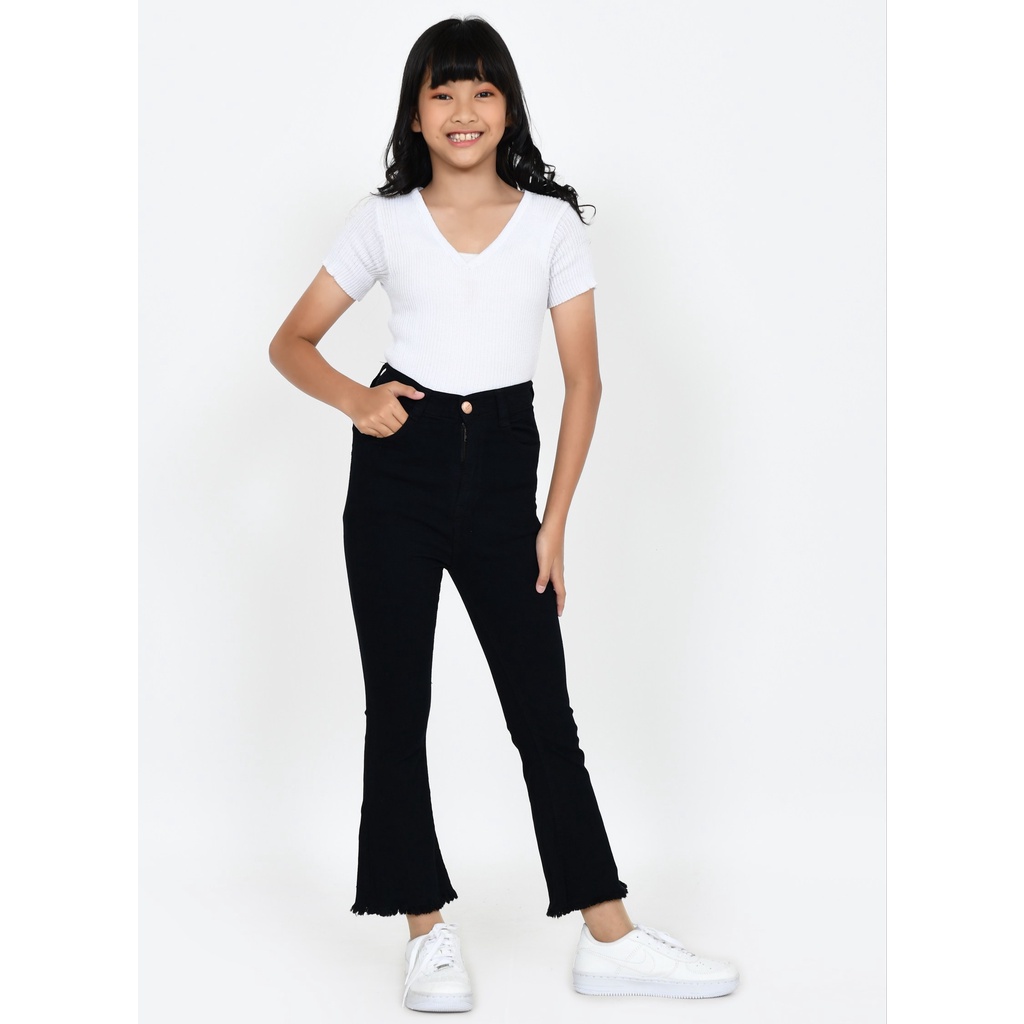 YAOSHI - Jeans Panjang Cutbray Rawis Anak - High Waist Cutbray Rawis Anak Size 24-26