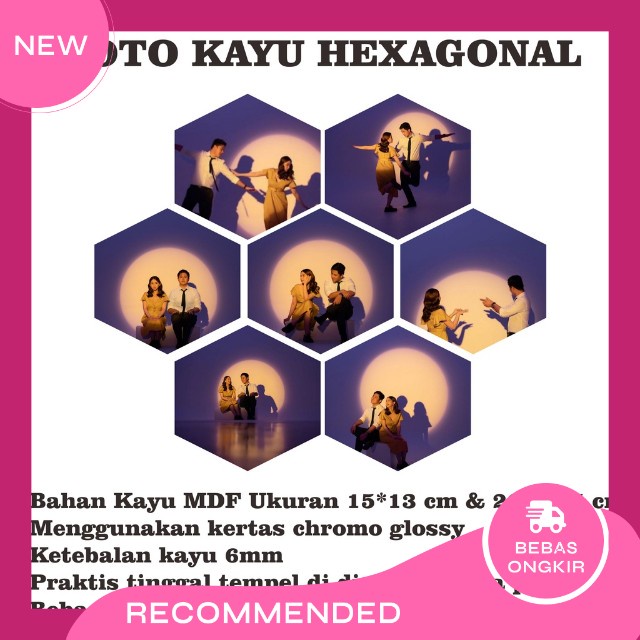cetak foto kayu hexagonal / foto kayu / foto hexagonal / paket cetak foto BISA COD hexagonal