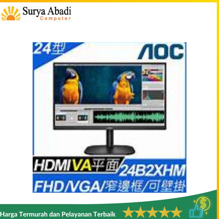 LED Aoc 24B2XHM 24" Inch - FHD 75Hz HDMI D-Sub Vesa Ultra Slim Monitor