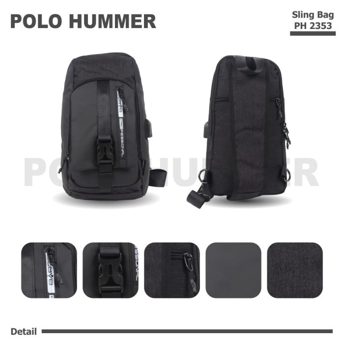 [KLIKTAS] Tas slempang Pria impor Polo Hummer - PH 3253- sling bag USB