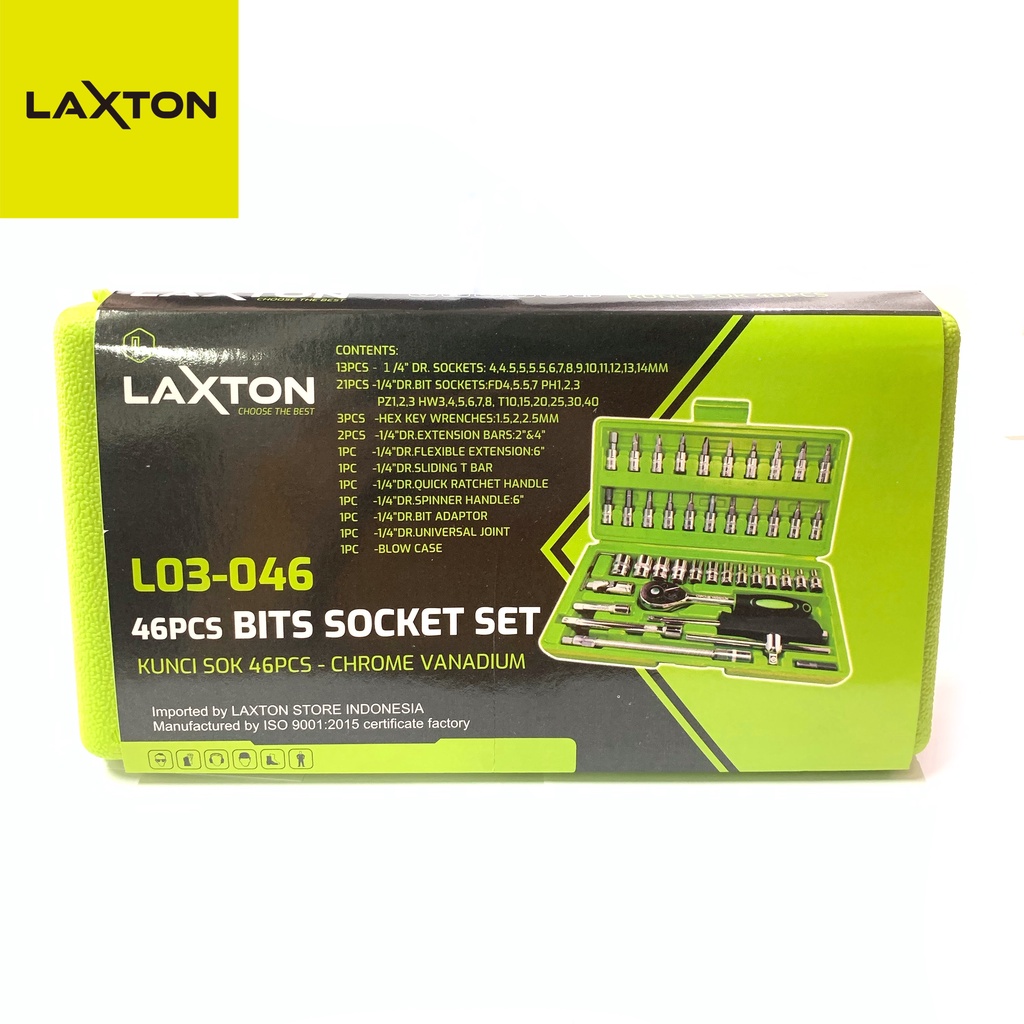 LAXTON kunci sok shock set motor socket 46 pcs L03-046 MURAH LARIS