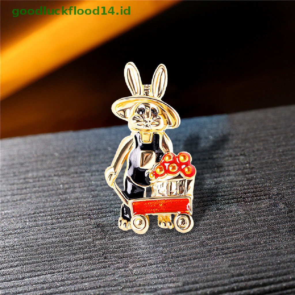 [GOOGFOUR] Memakai Kacamata Kelinci Bros Untuk Wanita Yang Indah Bersinar Enamel Bunny Pesta Bros Pin Hadiah Topi Kain Aksesoris [TOP]