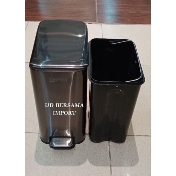 KRISBOW Tempat Sampah Stainless Slim Soft Close 5L/Pedal Bin - Hitam