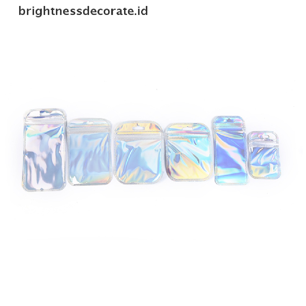 [Birth] 50pcs Laser Aluminium Foil Mylar Zip Lock Bags Reclosable Candy Pouch Packaging [ID]