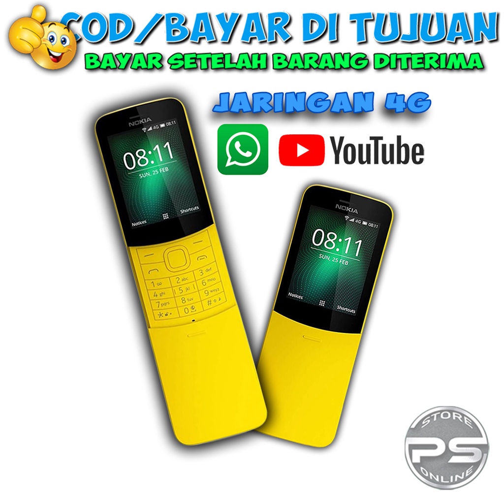 HP Nokia 8110 4G - Bisa WA dan YT -  Ori / Asli - Sliding - Dual Sim - Android KaiOs