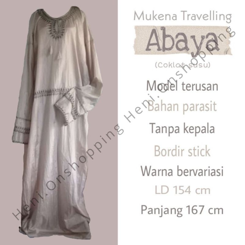 Mukena Parasit Terusan tanpa kepala / Abaya Bordir