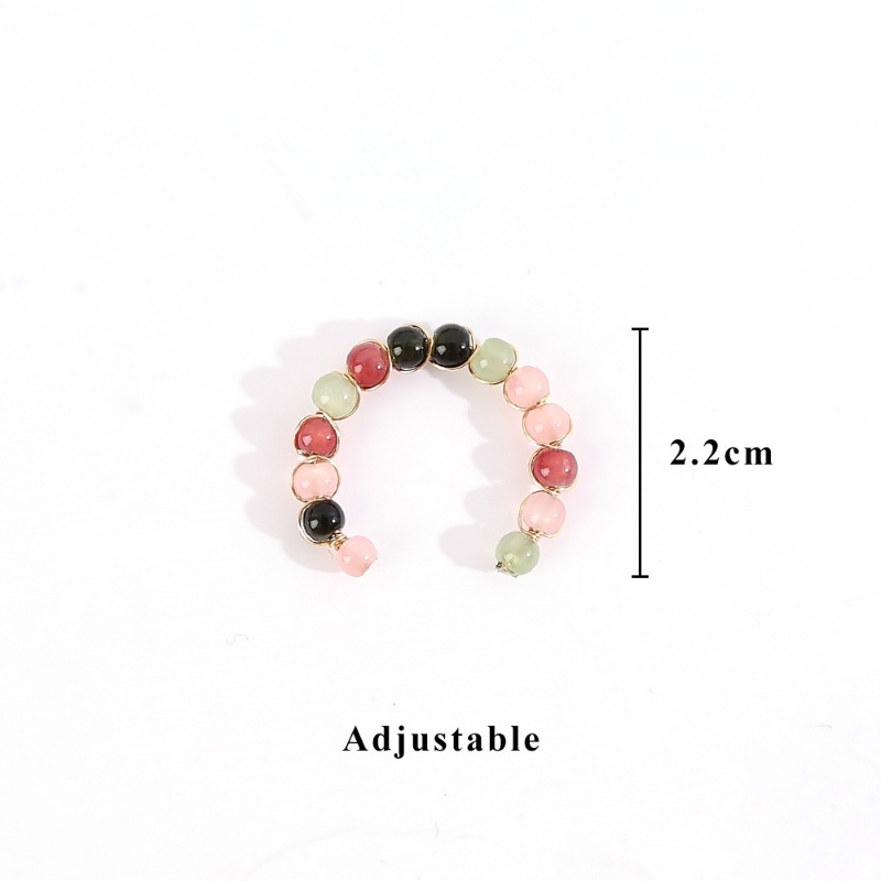 Pacaran Wanita Cincin Hias Fashion Elegan Terbuka Cincin Kasual Pesta Perhiasan Aksesoris Warna-Warni Vintage Manik Bulat Ring