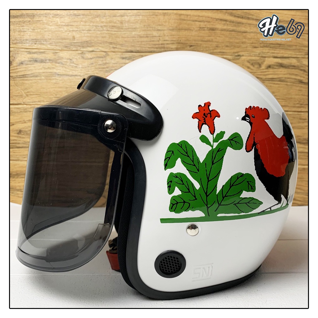 Helm Bogo Motif Ayam Jago SNI / Helm Pria Dan Wanita Dewasa COD