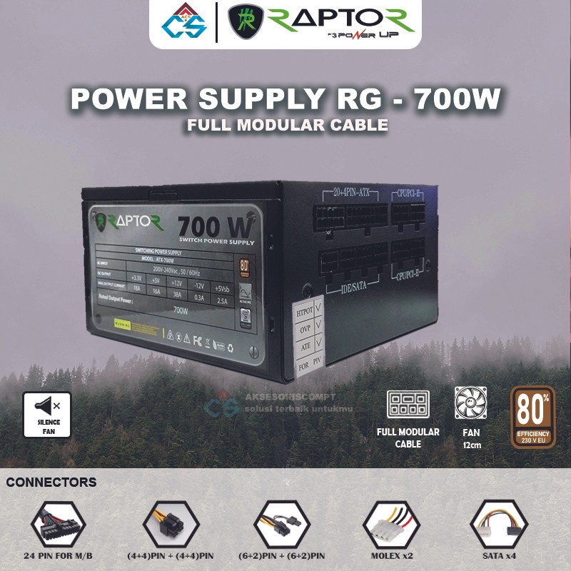 PSU RAPTOR RG-700W GAMING FULL MODULAR POWER SUPPLY