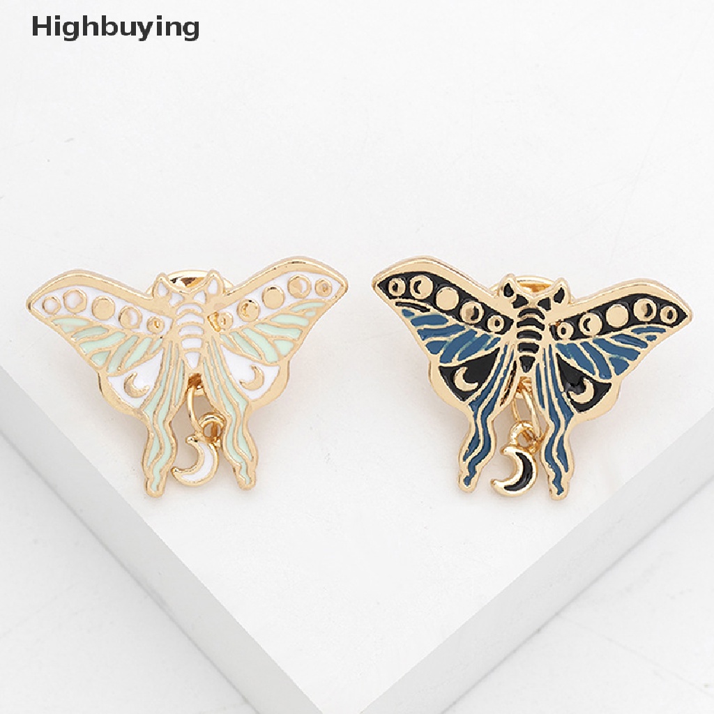 Hbid Bros Kupu-Kupu Enamel Pin Lencana Ngengat Imlek Fase Bulan Bros Perhiasan Hadiah Glory