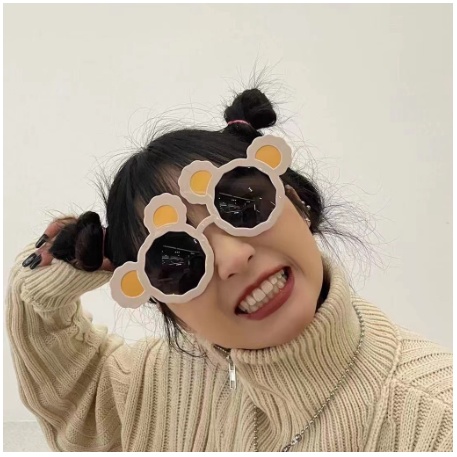 【COD】Kacamata Hitam Anak New Trend Fashion Anak Terbaru Telinga Beruang kacamata Bulat hitam High Quality Import Kacamata Fashion