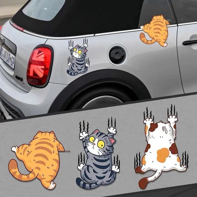 Universal Auto Body Dekorasi Decals Lucu Bentuk Kucing Peliharaan Stiker Mobil Motor Stiker Hias Kreatif Mendaki Kucing Styling Stiker