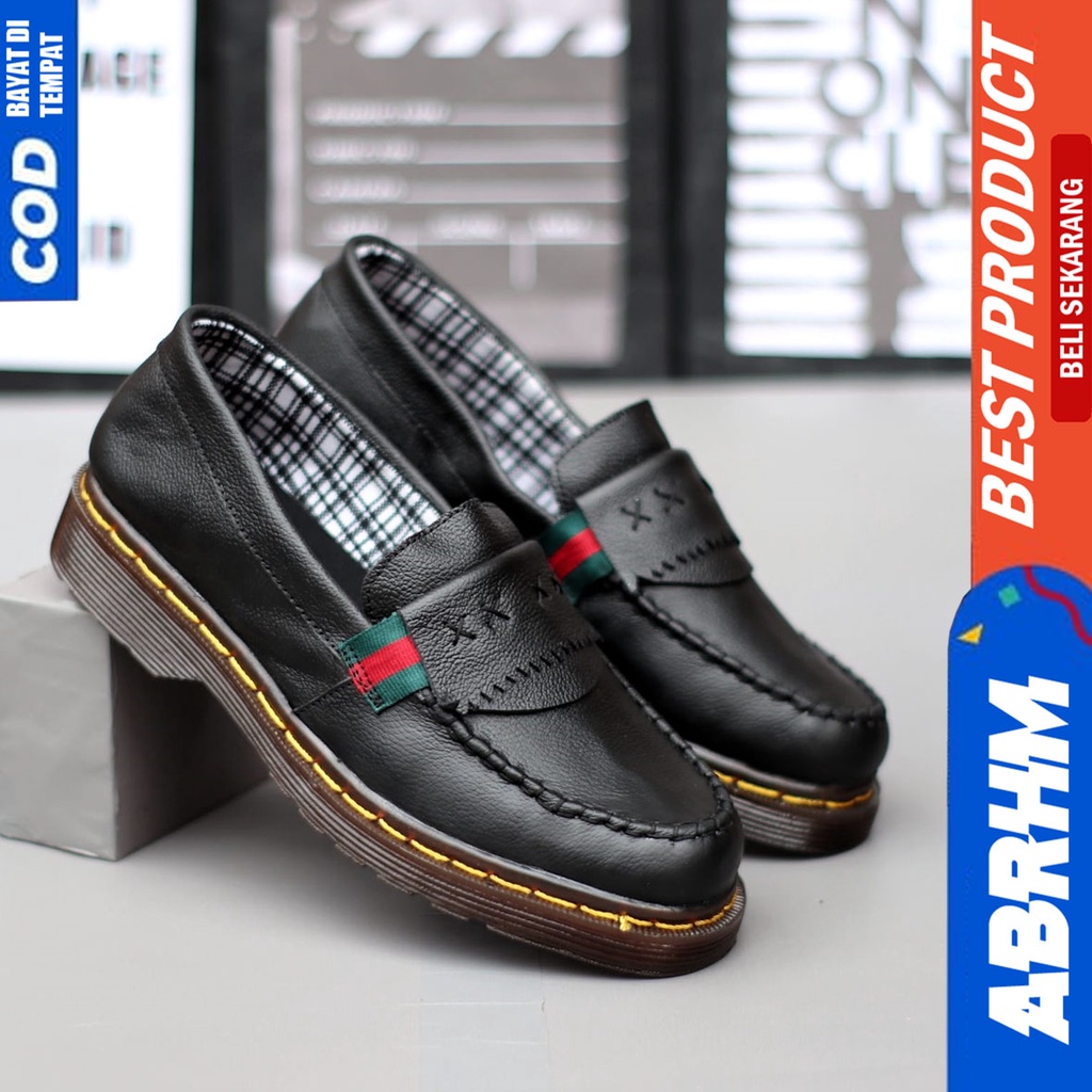 Sepatu Loafers Pria Casual Formal Low Boots Docmart Kerja Kantor Abrhm VIDOC