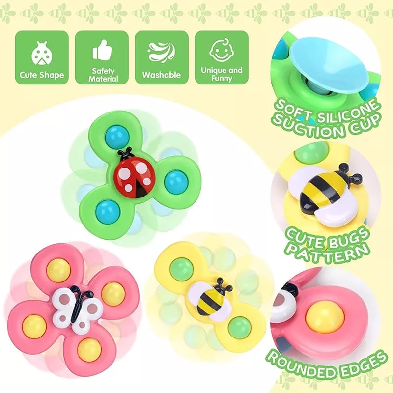 3pcs Mainan Sensori Motorik Anak Spinning Sensory Fine Motor Skill Suction Cup Spinner Fidget