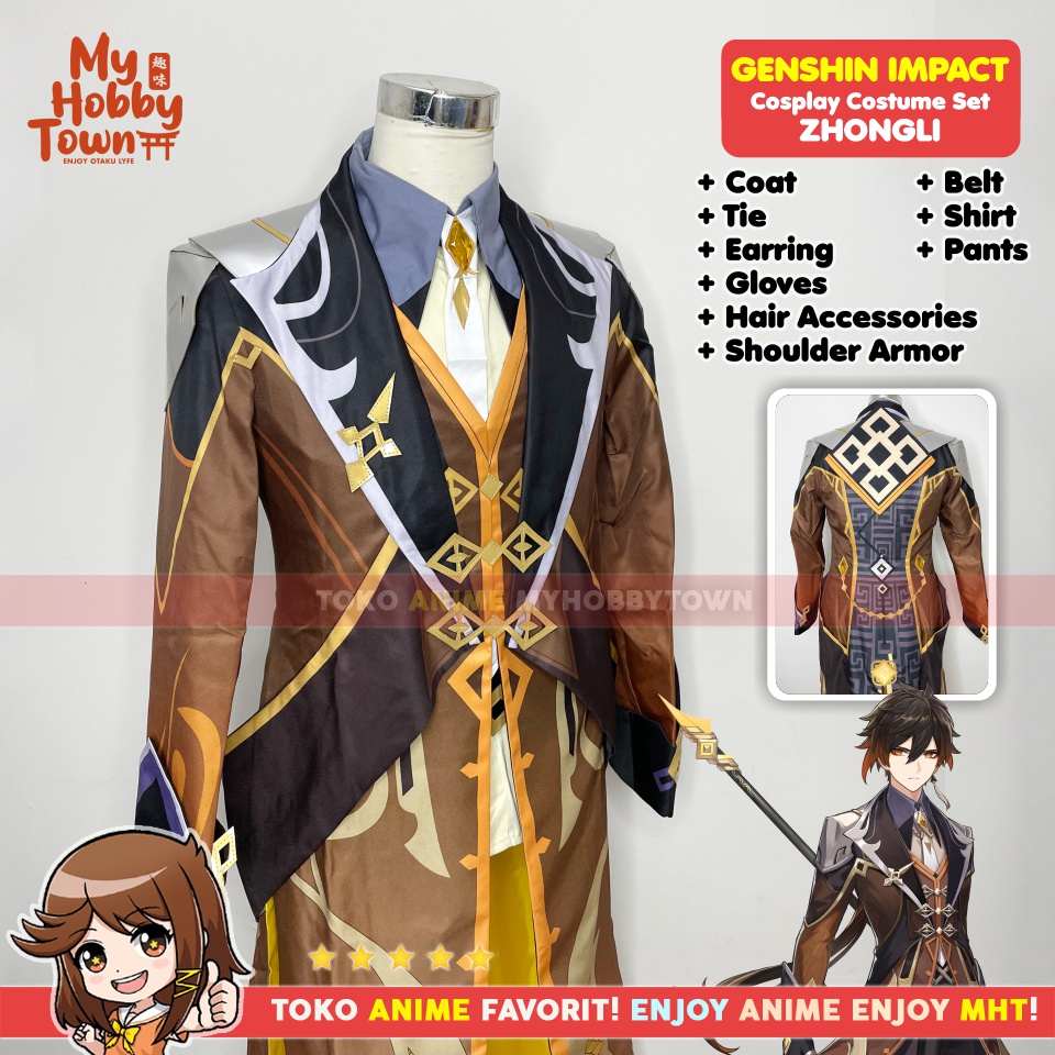 Kostum Cosplay Anime Game Genshin Impact Zhongli