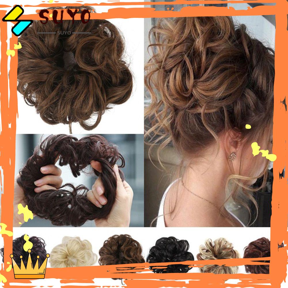 Suyo Ikat Rambut Elastis Messy Kuncir Rambut Sintetis Scrunchie Chignon