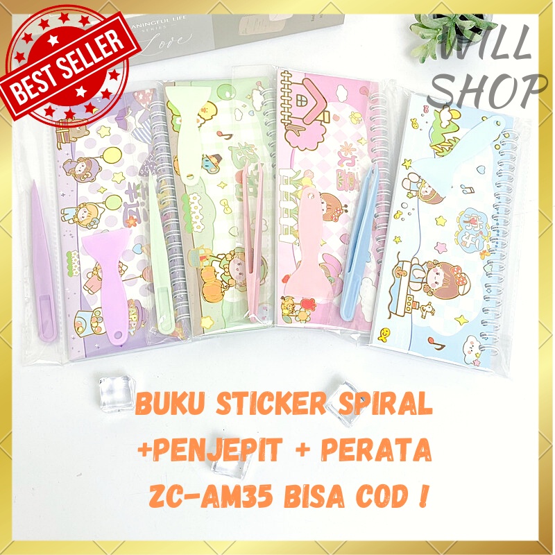 

KODE ZC-AM35 PAKET BOX BUKU SPIRAL STICKER BERGAMBAR CEWE KARTUN TERSEDIA 4 VARIAN WARNA PINK UNGU DAN BIRU HIJAU READY BISA COD