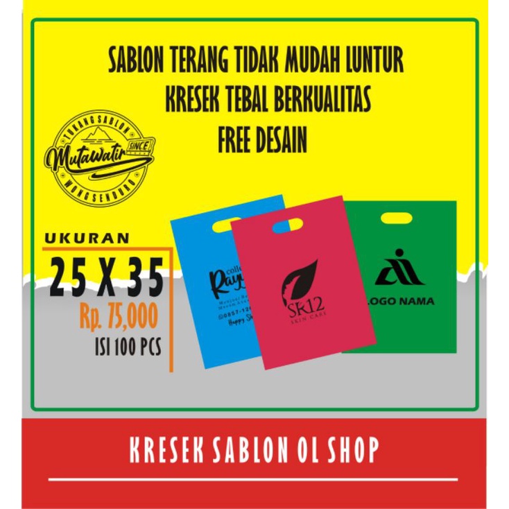 Plastik Sablon Murah  - Plastik Kresek Souvenir -  - Kresek Olshop Ukuran 20x30 Kresek Sablon All Sh