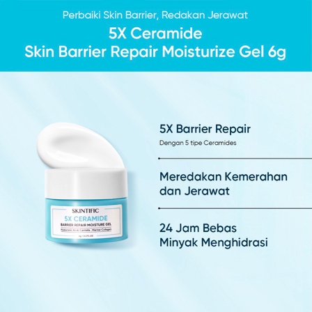 SKINTIFIC 5X Ceramide Travel Kit | Skincare Paket Moisturizer + Cleanser + Soothing toner + Serum Sunscreen