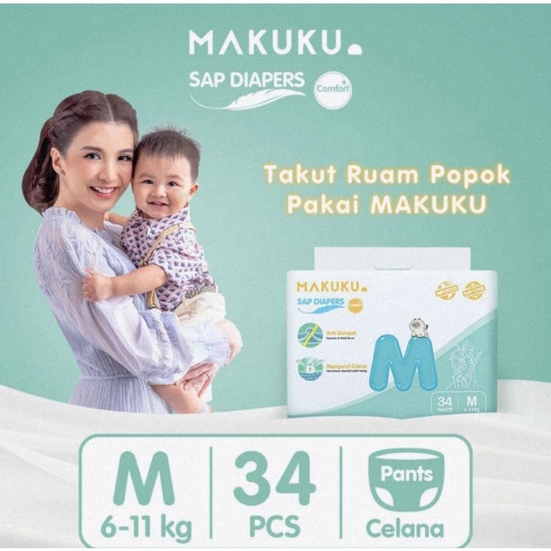 Makuku Air Diapers Comfort+ S36,M34,L32, XL32,XXL28 - Popok Bayi Sekali Pakai