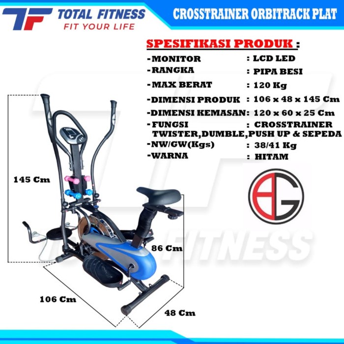 Alat Fitness Sepeda Statis Orbitrack Plat 6in1 Total Fitness