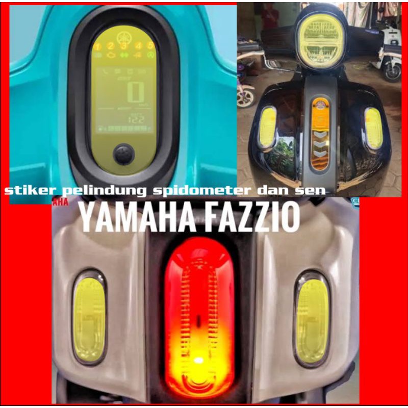 stiker cutting sticker variasi pelindung mika spidometer,lampu dan sen depan belakang  motor fazizo