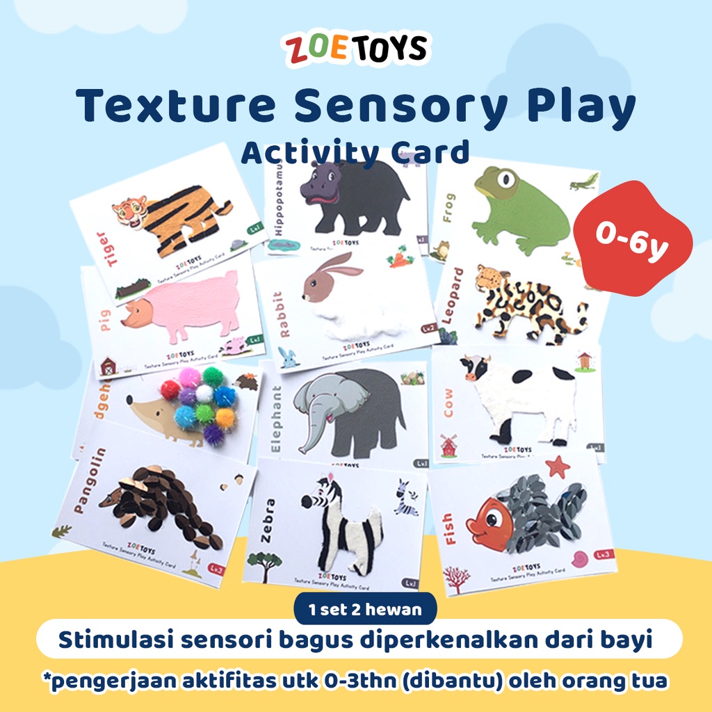 Bundled Joys Texture Sensory Play Activity Set | Kids Mainan Menempel Sensori Tekstur Badan Hewan | 