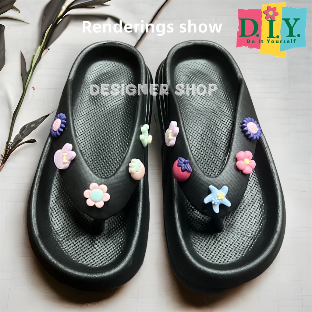 [FREE Aksesoris]Sandal Wanita Jelly Japit EVA RINGAN DIY