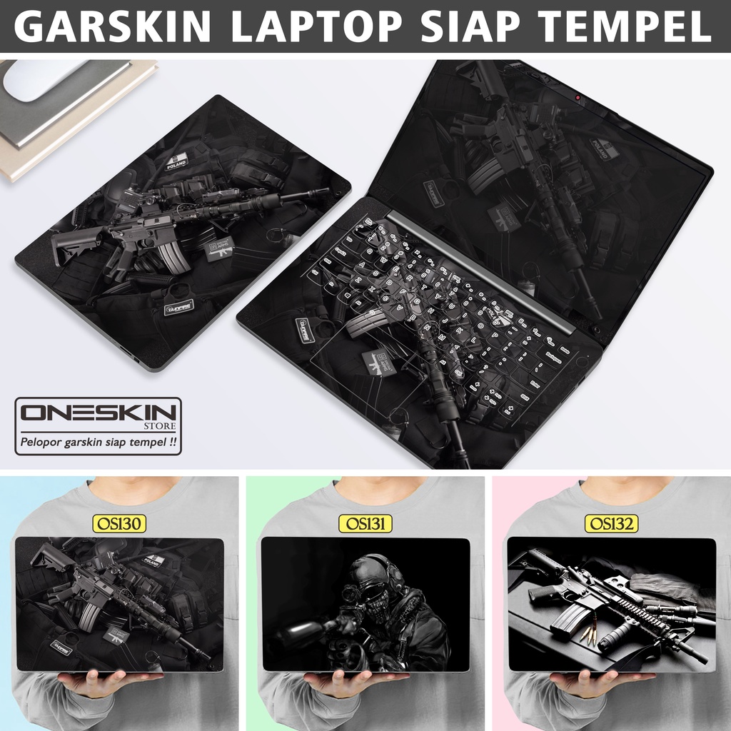 Garskin Sticker Laptop Protector Macbook Full Body Bottom Bezel Palmrest Skin Military Weapon