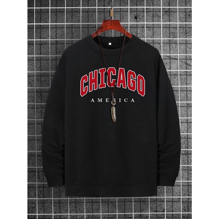 CHICAGO AMRIK Sweater Crewneck Print DTF II CHICAGO AMRIK Sweatshirt Basic II Sz M - XL Anak &amp; Dewasa ( Pria &amp; Wanita )