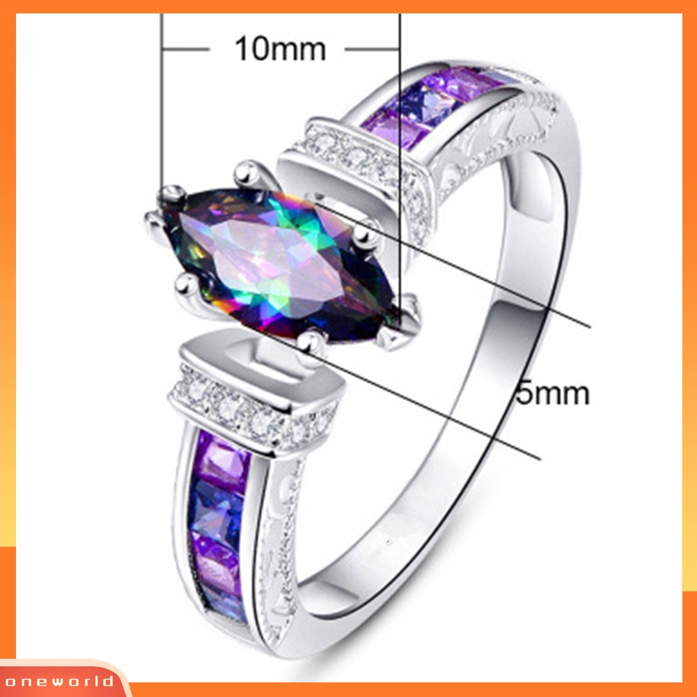 {oneworld} Wanita Fashion Multicolor Marquise Cut Cubic Zirconia Hias Jari Cincin Perhiasan