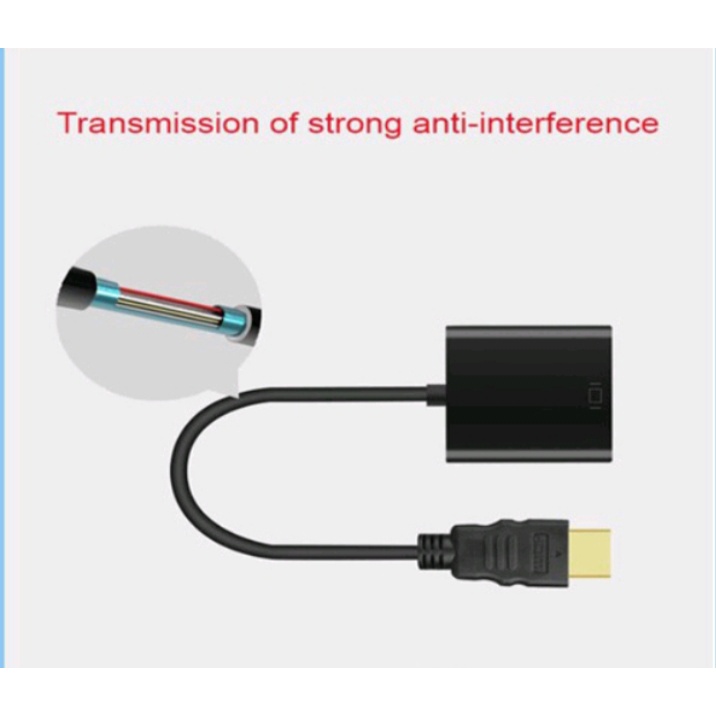 CONVERTOR HDMI TO VGA PER AUDIO/HDMI TO VGA WITH AUDIO OUTPUT ADAPTOR/KABEL HDTV TO VGA SET TOP BOX PC KOMPUTER LAPTOP PROYEKTOR