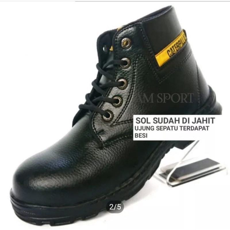Sepatu pria Sepatu Safety Boots Ujung Besi Fashion Pria Bikers Turing tiga warna hitam coklat tua