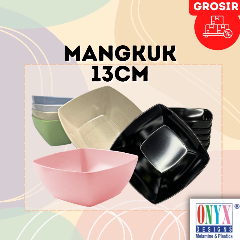 Mangkuk Persegi Melamin Ukuran 13cm - Mangkuk Sambal - Mangkuk Sup - 5 inch