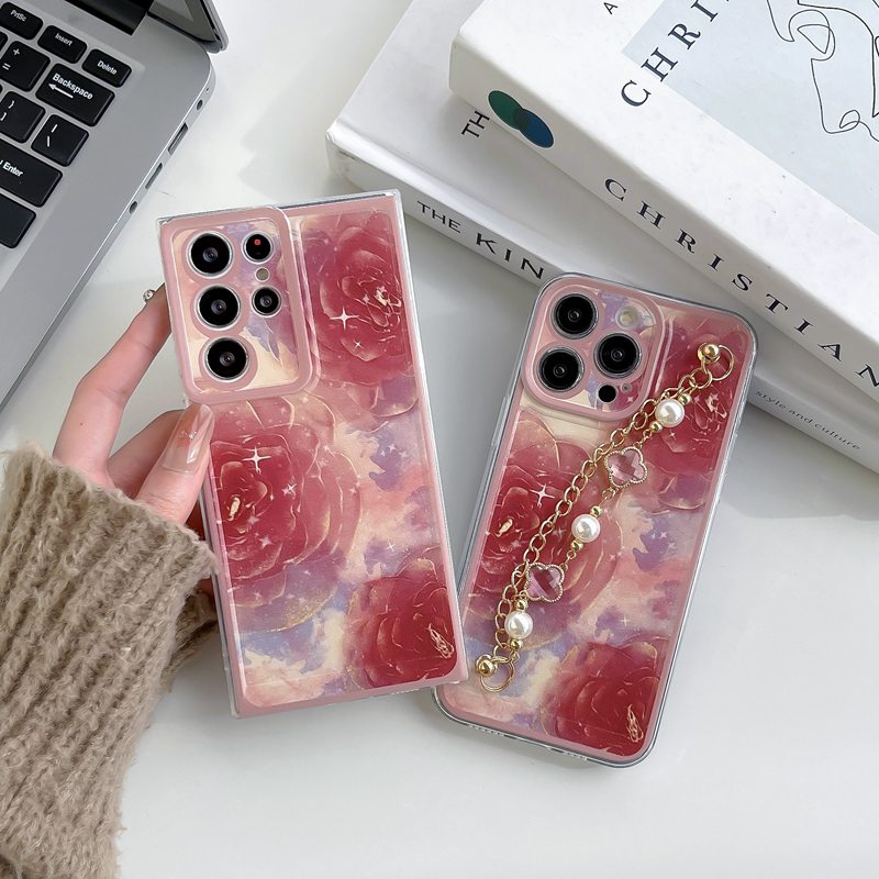 Nice Red Flowers Bracelet Soft Case OPPO A9 A5 A31 A53 A33 2020 A15 A15S A35 2021 F9 Pro F11 A7 A5S A12 A11K A3S Realme C1 A16 A17 A17K A36 A76 A96 A52 A92 A57 2022 A77 A74 A95 Reno 4F 5F 5 6 7 7Z 8 4G 5G Casing