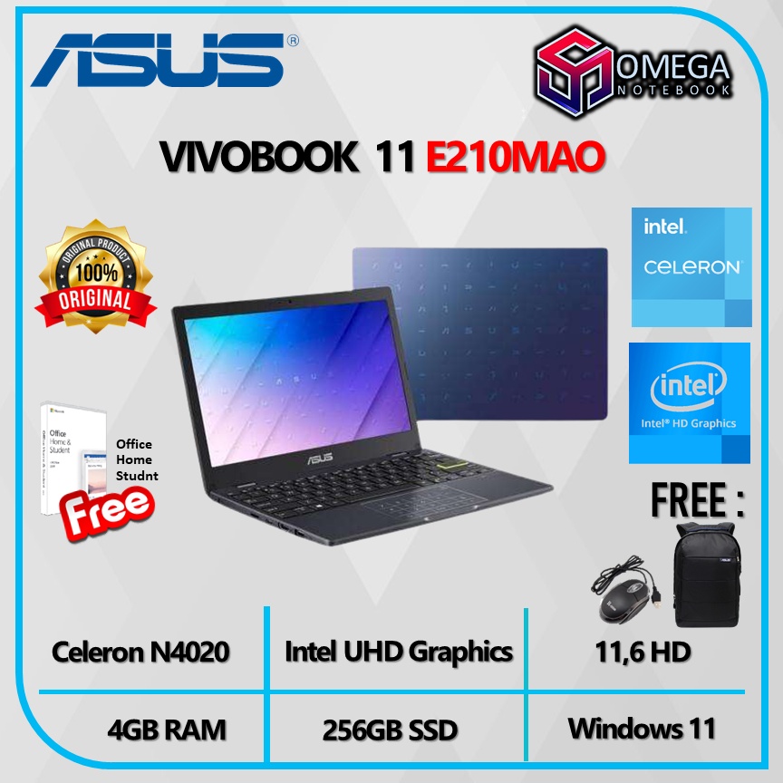 Laptop ASUS Vivobook E210MAO 11.6&quot; HD N4020U 4GB 512GB SSD W11 HD242 HD454