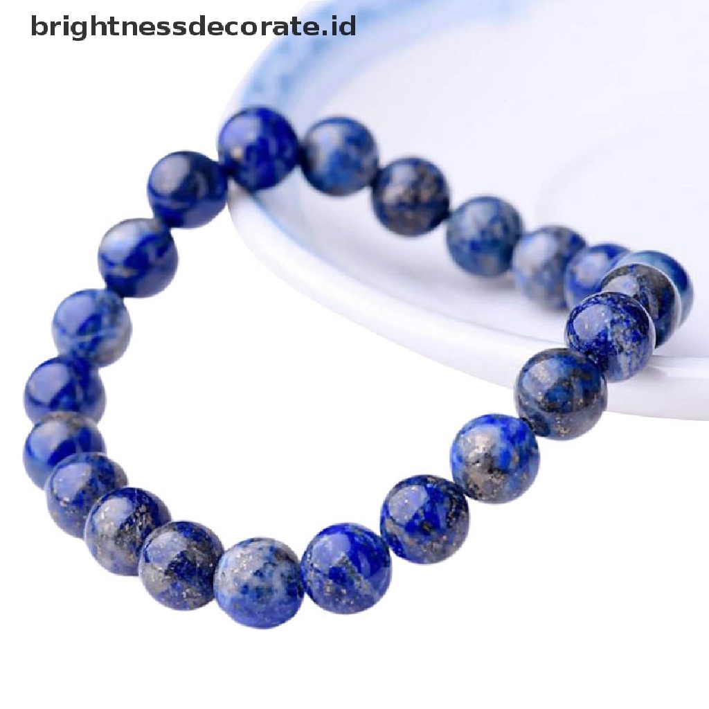 [Birth] Natural 8mm Lapis Lazuli Beads Bracelets Unisex Elastis Bangle Perhiasan Hadiah [ID]