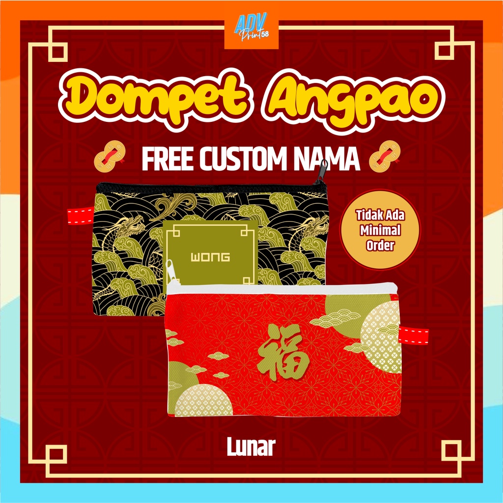 Amplop Imlek Angpao / Dompet Imlek /  Dompet Angpao / Dompet Custom Nama (Model Panjang)