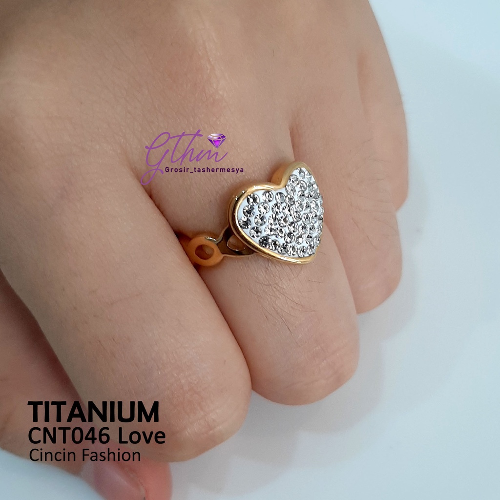 Cincin Titanium Love Mata Stainless Steel Anti Karat Mewah Elegan Perhiasan Fashion Import premium cnt046 gthm