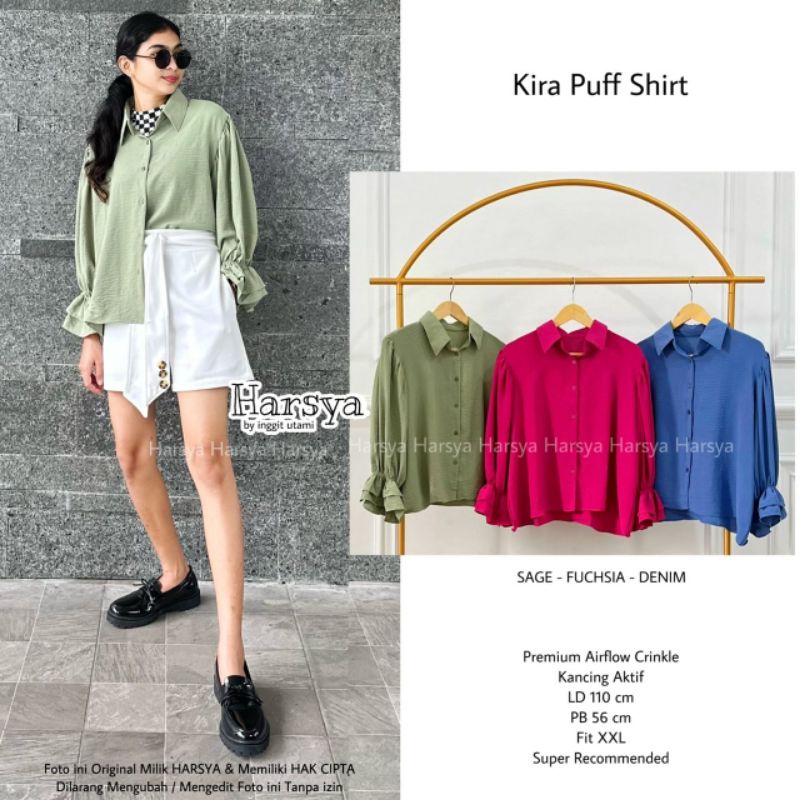 KIRA PUFF SHIRT BY HARSYA / ATASAN WANITA MUSLIMAH / Blouse crincle polos