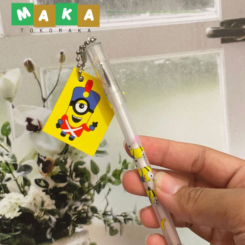 

pulpen gel gantungan buku minion pen gel tinta hitam bolpen minion pena alat tulis kantor perlengkapan atk sekolah