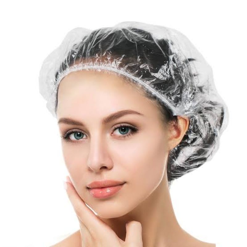 Plastik Wrapping Pembungkus Makanan Transparan Sekali Pakai plastic wrap shower cap polos penutup rambut kepala topi mandi