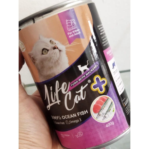Life Cat Plus Tuna With Mackerel Kaleng Kitten Adult 400 gr Makanan Kucing Basah