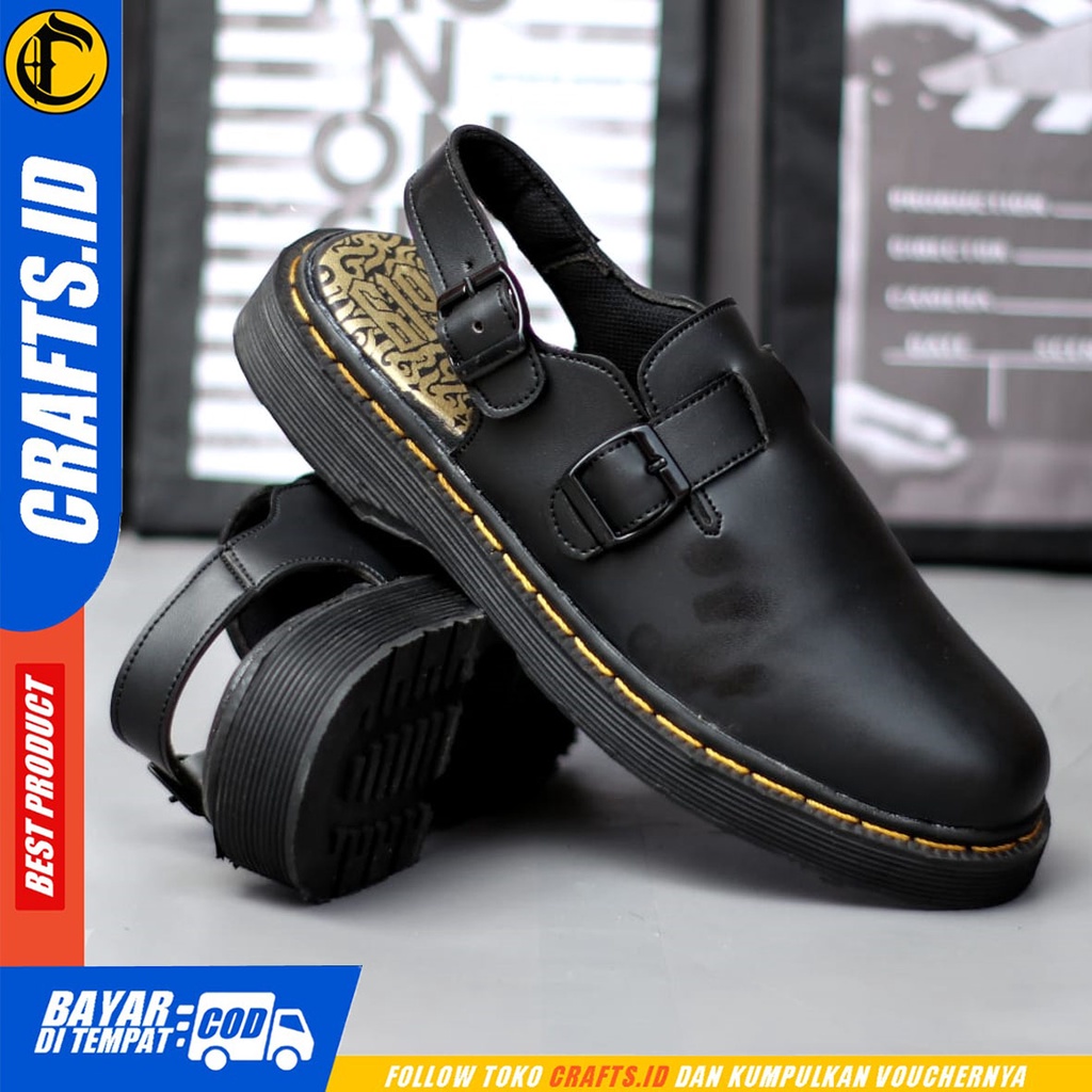 CRAFTS zangief - Sepatu Sandal Bustong Casual Sendal Slop Docmart Pria Hitam