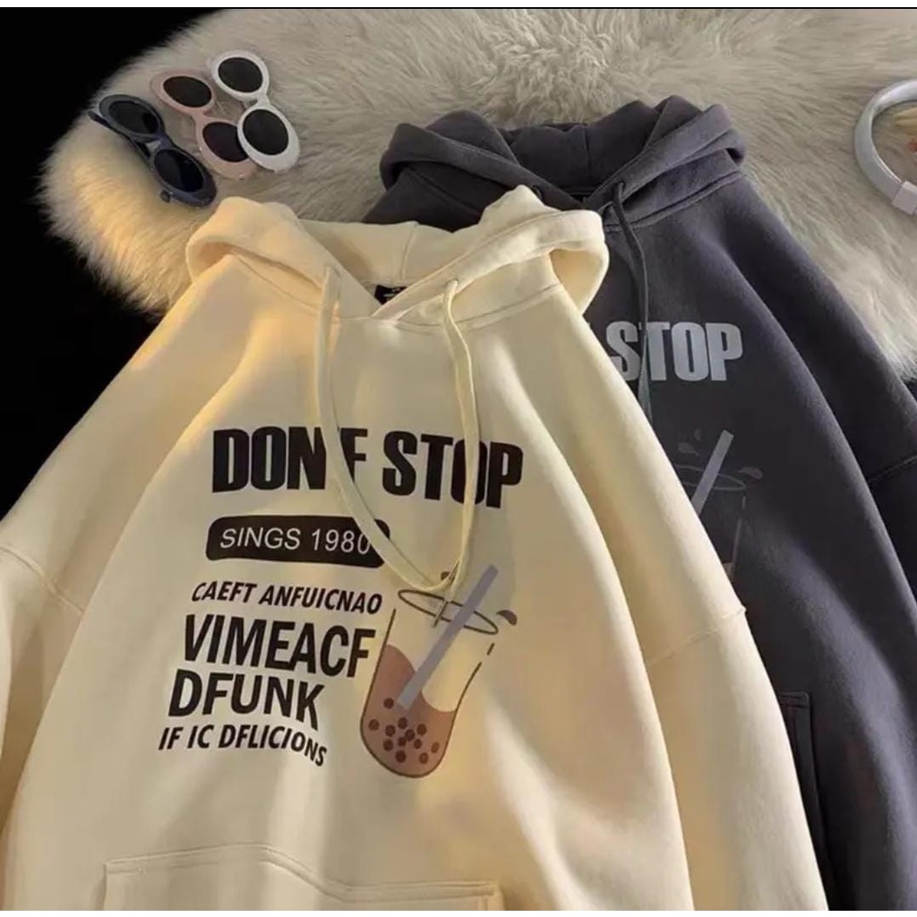 HOODIE UNISEX DON`T STOP // JUMPER UNISEX ALA KOREA PREMIUM ONE SIZE FLEECE TEBAL HALUS TERBARU'