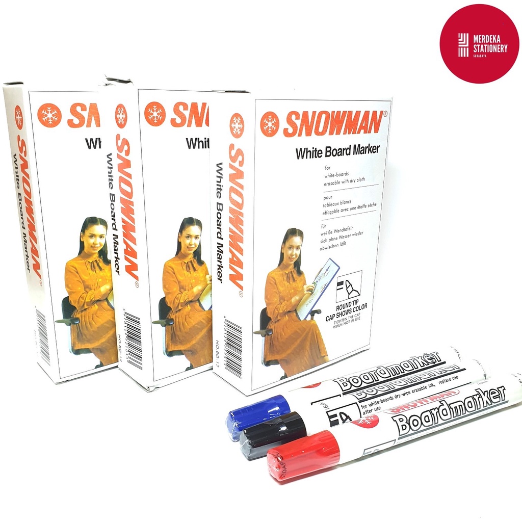 

Spidol/Sepidol/Marker Papan Tulis Snowman BG12/BG-12(HITAM/BIRU/MERAH)