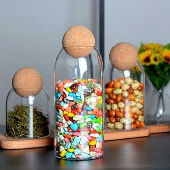 PRODUK- TOPLES KACA UNIK TUTUP KAYU WADAH SUSUN / TEMPAT PENYIMPANAN GULA TEH KOPI TEPUNG BUMBU DAPU