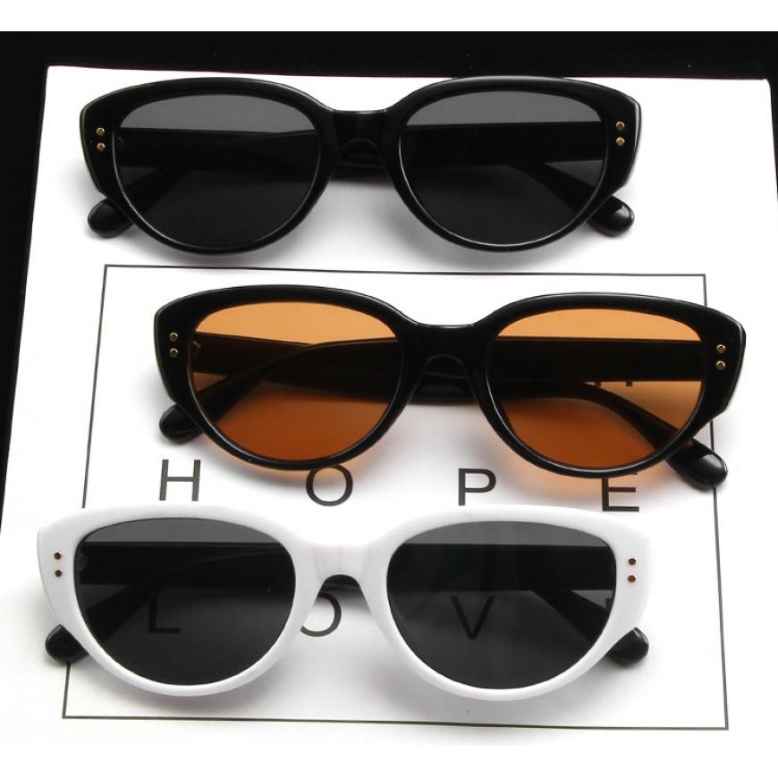 Kacamata Korea Anti Blue Light Vintage Cat Eye Sunglasses Untuk Wanita Pria