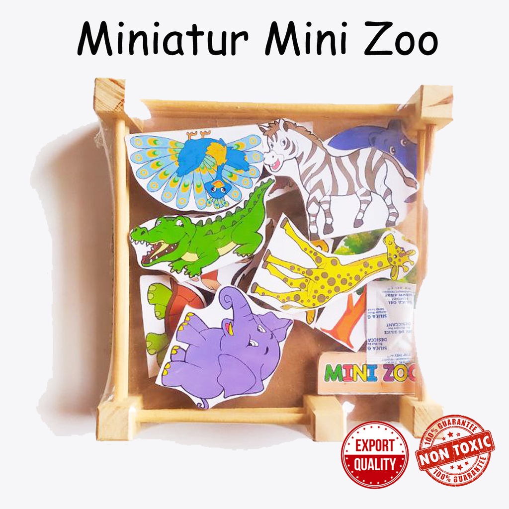 Mainan Edukasi Anak Balok Kayu Mini Zoo Kebun Binatang